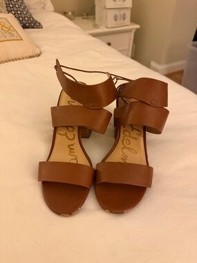 Sam Edelman Brown Leather Strappy Block Heel Sandals Size 9